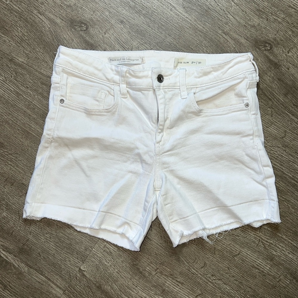 Pilcro & The‎ Letterpress by Anthropologie Mid-Rise Slim White Cutoff Shorts